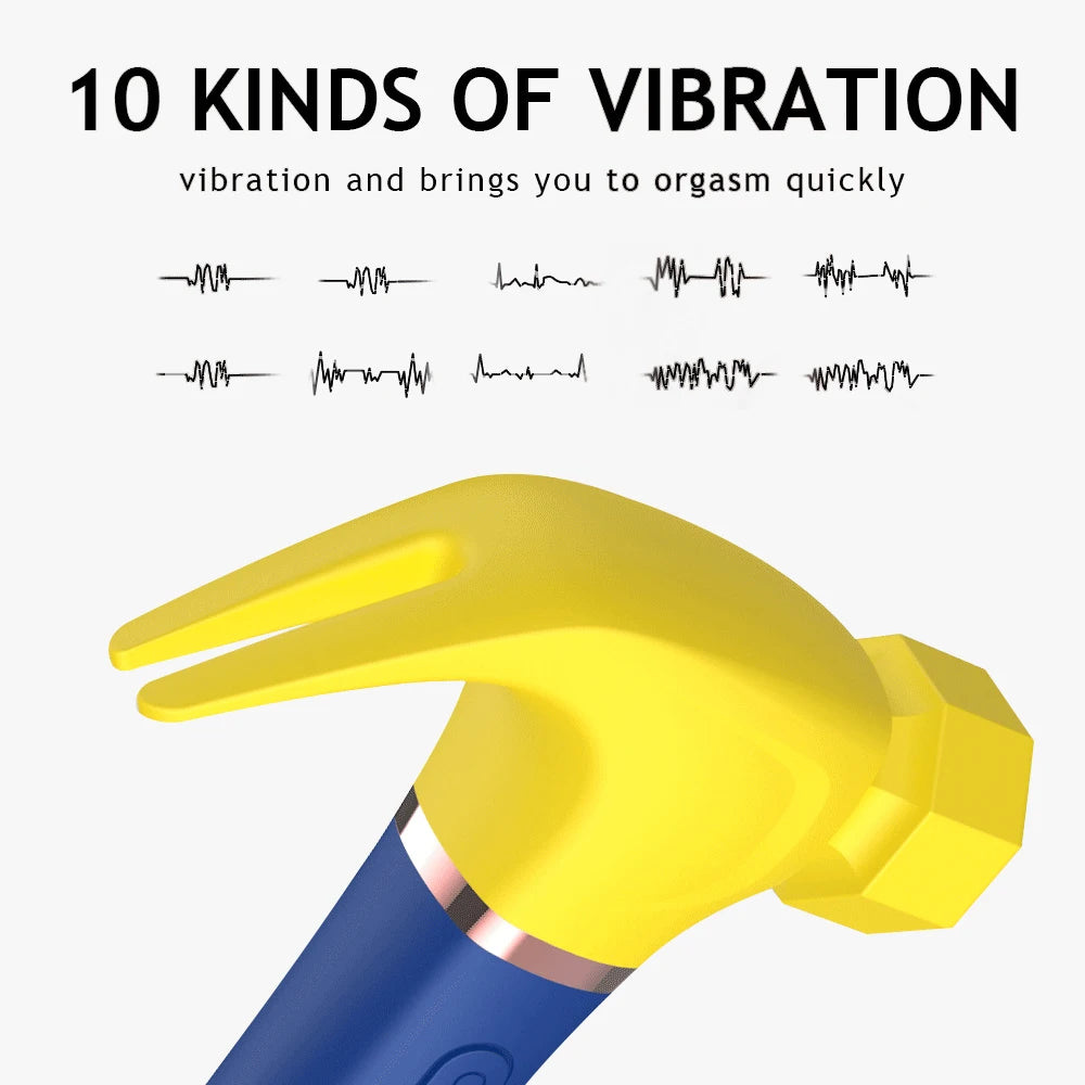 Women G Spot Vibrator 4 In 1 Magic Wand 7-Frequency Sucking Hammer Shape Rechargeable Sucker Vibration Sex Toy For Couple Adults