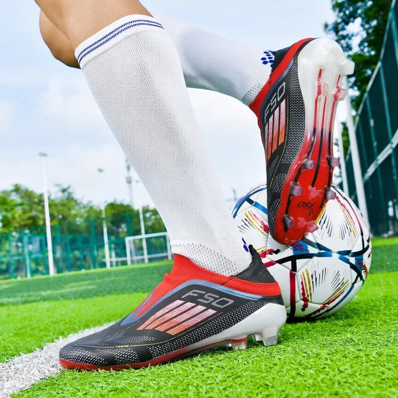 New Men Soccer Shoes Match Football Boots Sport Boys Adult Long Spikes Training Outdoor Cleats Breathable Non Slip Comfortable