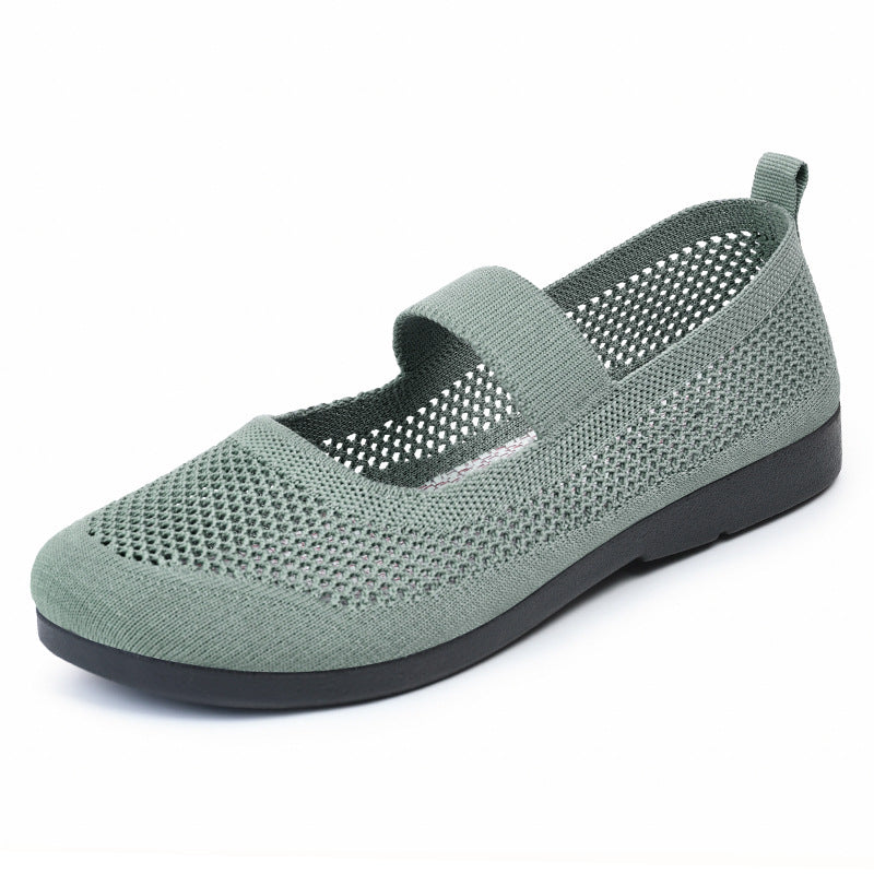 Casual Shoes For Women Flying Woven Women's Shoes Breathable Women Hollow Out Soft Bottom Mom Shoes - TRYSHOPPY