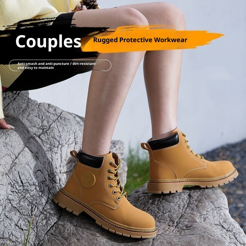 New Mid-top Steel Toe Cap Safety Protective Footwear Anti-smashing And Anti-penetration Antiskid Shoe