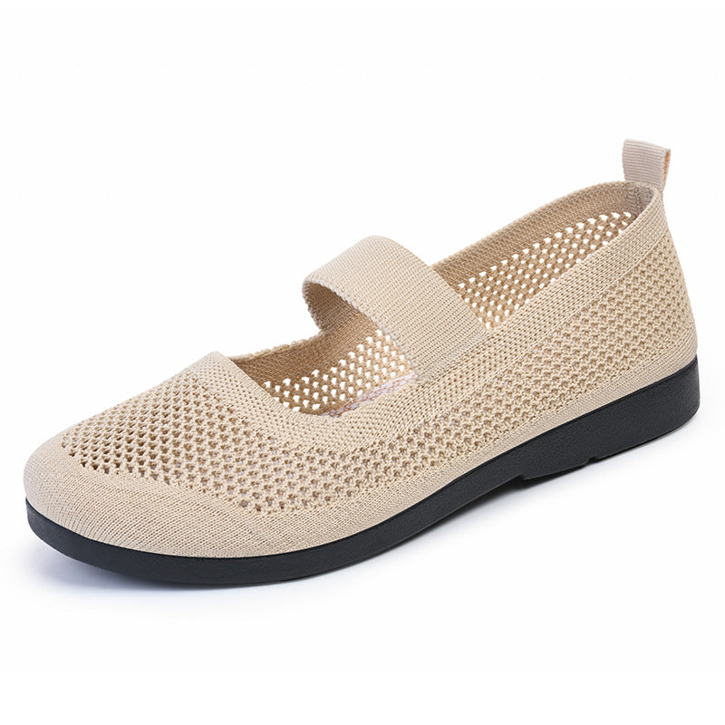 Casual Shoes For Women Flying Woven Women's Shoes Breathable Women Hollow Out Soft Bottom Mom Shoes - TRYSHOPPY