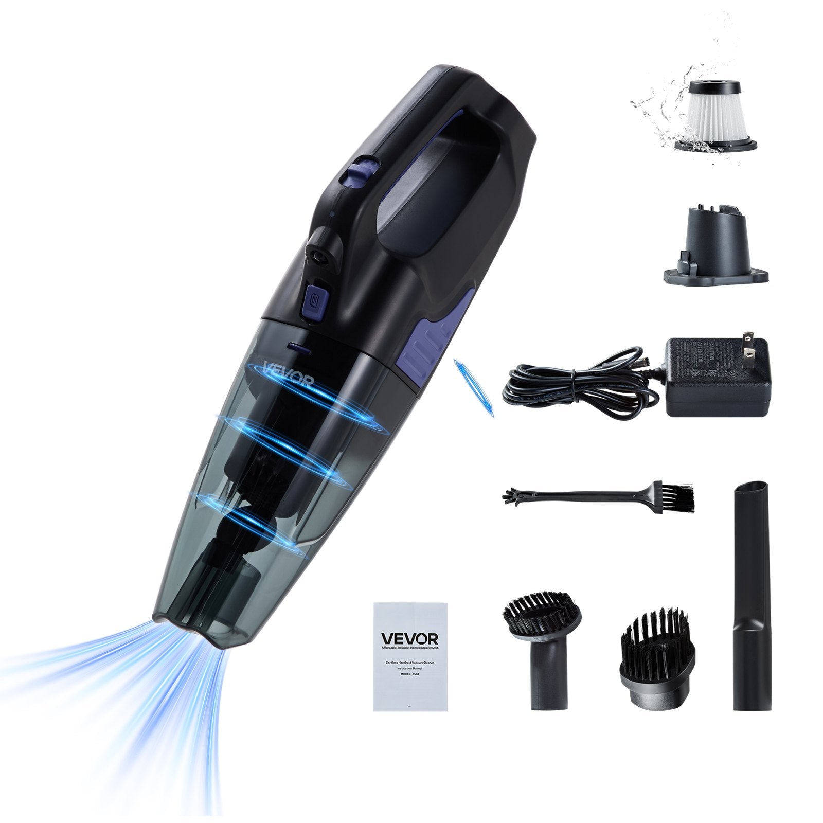 Handheld Vacuum, Portable Vacuum Cleaner Cordless With HEPA Filter And Brushes, Lightweight Hand Held Cleaner With Powerful Suction, For Car, Home, Office, Pet Hair