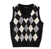 Retro Preppy Style Versatile Diamond-Check BM Knitted Vest - TRYSHOPPY