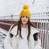 Winter Knitted Hats Fashion Stretchy Lined Skull Hats For Women Faux Fur Pom Pom Hat Keep Warming Beanie Hat - TRYSHOPPY