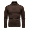 Men's Turtleneck Pullover Sweater Fashion Solid Color Fleece Lined Knitted Long-sleeved Top Clothing - TRYSHOPPY