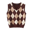 Retro Preppy Style Versatile Diamond-Check BM Knitted Vest - TRYSHOPPY