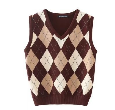 Retro Preppy Style Versatile Diamond-Check BM Knitted Vest - TRYSHOPPY