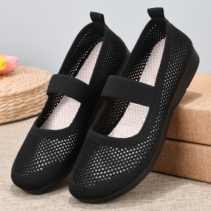 Casual Shoes For Women Flying Woven Women's Shoes Breathable Women Hollow Out Soft Bottom Mom Shoes - TRYSHOPPY