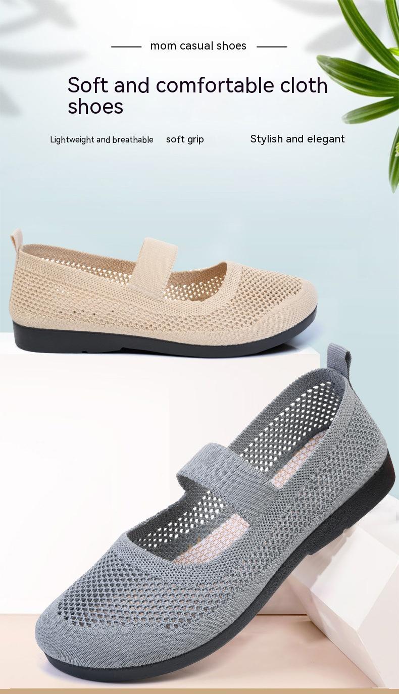 Casual Shoes For Women Flying Woven Women's Shoes Breathable Women Hollow Out Soft Bottom Mom Shoes - TRYSHOPPY