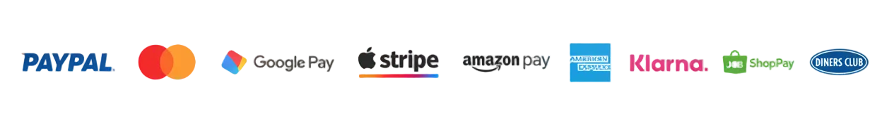 Logos of PayPal, Visa, American Express, Skrill, and Bank Transfer on a white background
