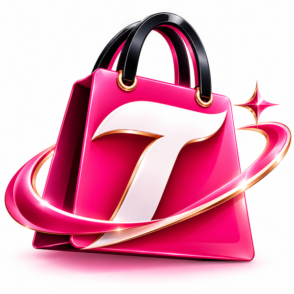 TryShoppy premium pink black and white shopping bag logo